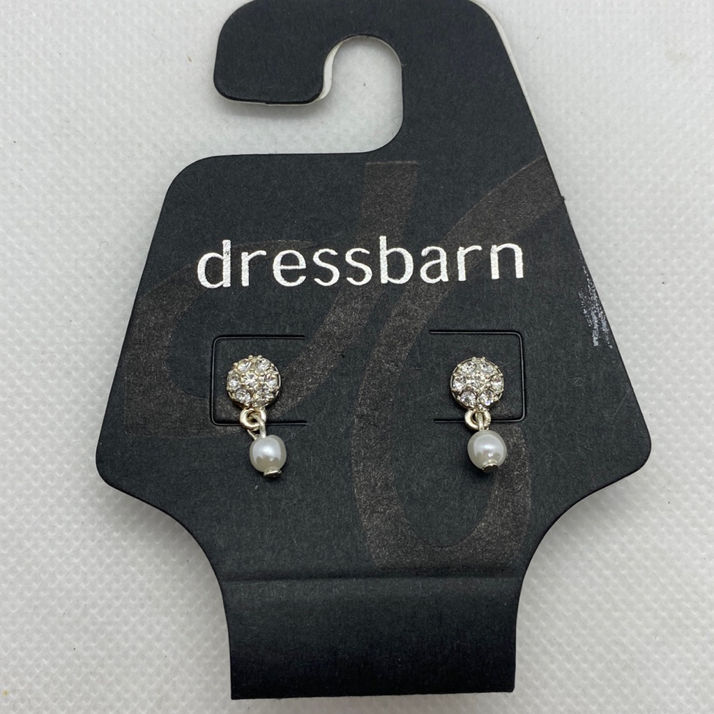 New Dressbarn Rhinestone & Pearl Pierced Earrings
